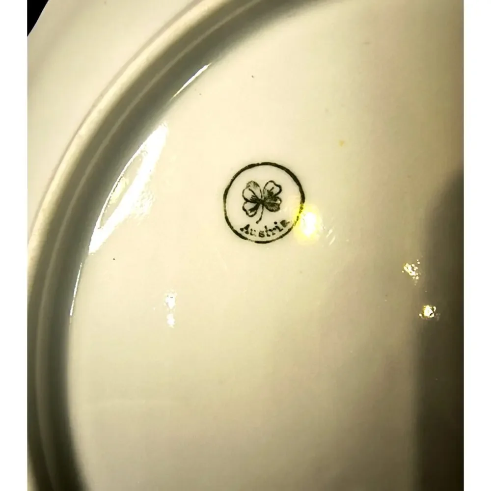 1904.  Vintage Bohemian Austrian Merkelsgrun Dessert Plate White Floral